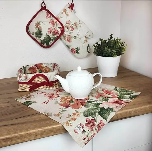 Рукавичка Прованс Глория Розы, 33х16 см, красный с зеленым (14597) - фото 2