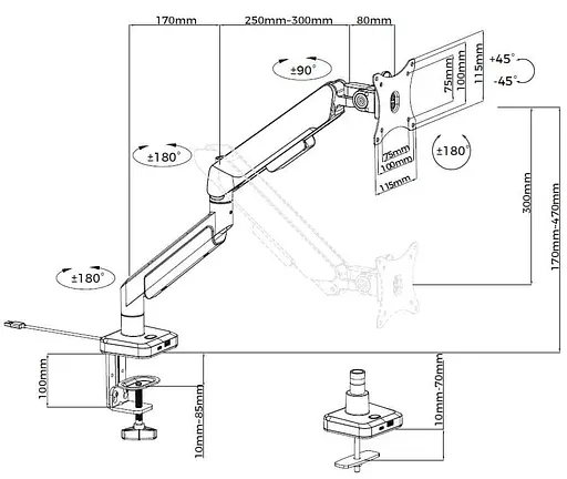 Кронштейн Anda Seat Stealth Pro II RGB 17''-42'' Orange AD-W-A9X-1S-BO - фото 8