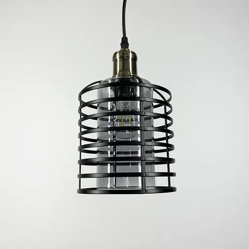 Підвіс в стилі Лофт з графітовим плафоном у чорному корпусі 30х17 см | Line F | Арт. 12056/1 BK+GR - фото 2