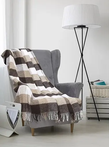 Плед вовняний Vladi Палермо 140x200 біло-світло-бежево-коричневий 8 - фото 1