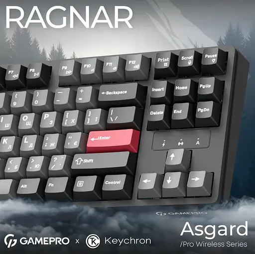 Игровая клавиатура механическая GamePro MK-285-BK Asgard Ragnar Keychron Super Red Switch Bluetooth 5.2/2.4 ГГц/USB Black - фото 2