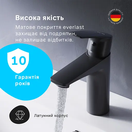 Змішувач для умивальника Am.Pm Gem black F90E02122 Чорний матовий - фото 3