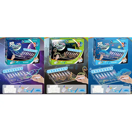 Дощечка для малювання, 22x30.5x5 см, світло, LED, окуляри, фломастери, губка (В асортименті) - фото 2