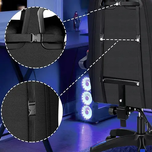 Кресло геймерское PLAYER с подставкой для ног и массажем Blue/Black (100002) - фото 10