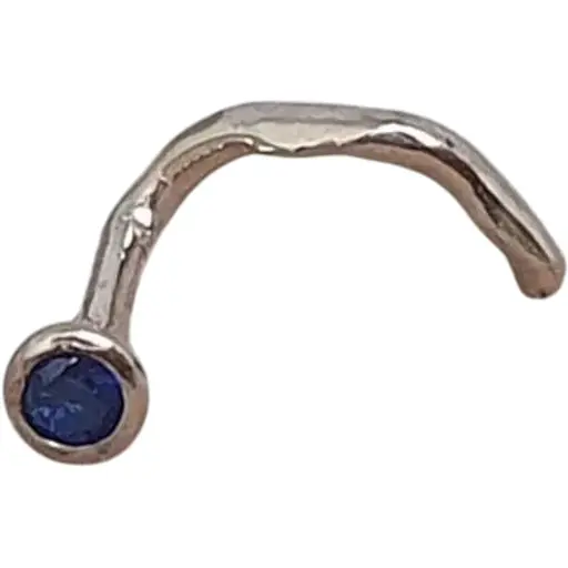 Золота сережка-пірсинг Dear в ніс Dear з фіанітом. 1024.1 Синій (темний)