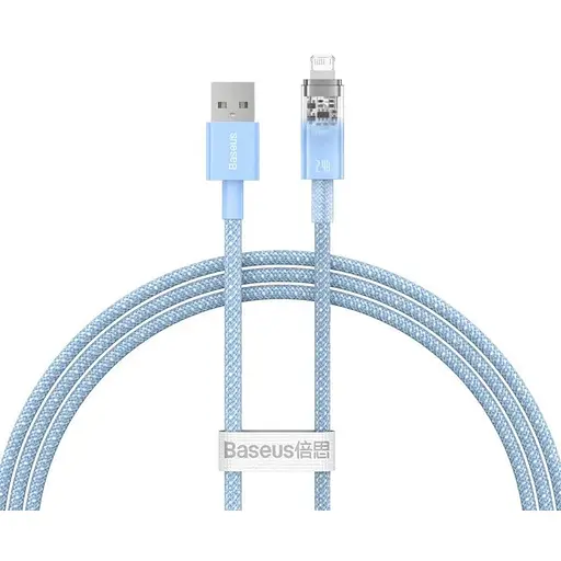 Кабель Baseus Explorer Series Fast Charging Cable with Smart Temperature Control USB to iP 2.4A 1 м блакитний - фото 1