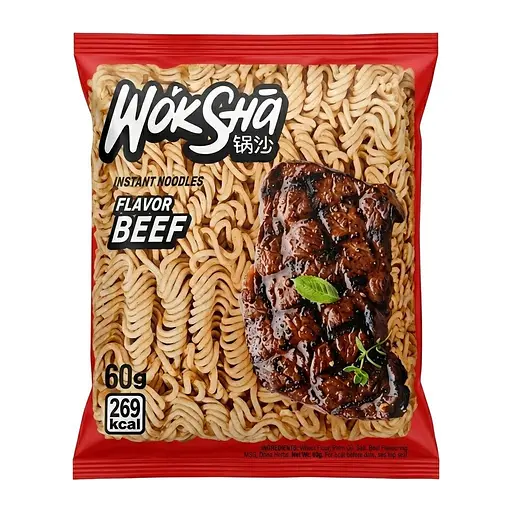 Вермишель быстрого приготовления WokSha со вкусом говядины 60 г - фото 1