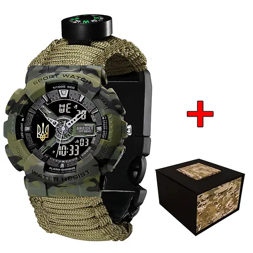 Awarder 005 Тризуб золото Camo Green Паракордовий ремінець Army Green