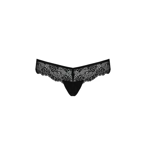 Кружевные трусики-танга с атласным бантиком Naja Thong black - Passion L/XL - фото 5