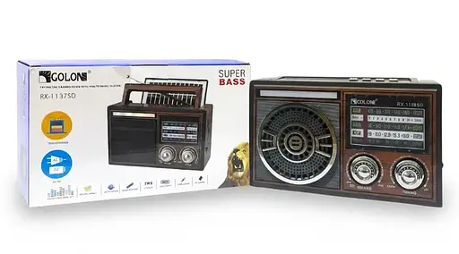 Радіоприймач Golon RX-1139SD Solar Bluetooth радіо з сонячною панеллю Коричневий - фото 7