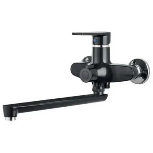 Смеситель для ванны Plamix OSCAR-006 EURO SET BLACK (со шлангом, лейкой и кронштейном) (MX1896) - фото 1