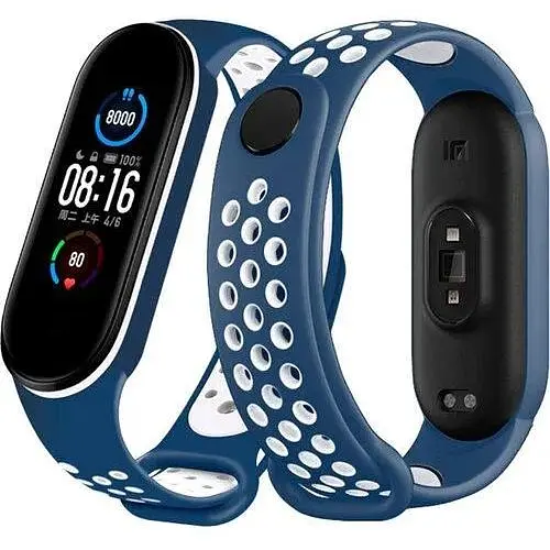 Ремінець Nike Sport Mi Band 5/6 Dark Синій/Білий - фото 1