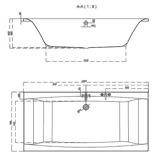 Ванна Cersant Cersant Vrgo 190x90 S301-221 - фото 3