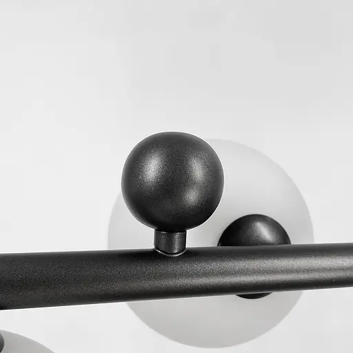 Удлиненная люстра с 9 белыми плафонами длиной 115 см | Ст. MJ 295L/9L BK+WT | Line F - фото 2