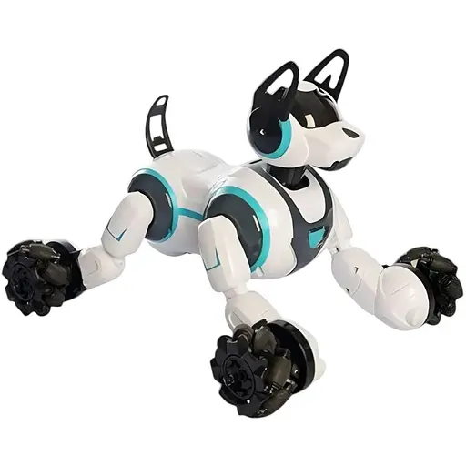 Інтерактивна іграшка Stunt Dog Тварина Собака 666-800A з USB-зарядкою, звуком, світлом і двома пультами біла