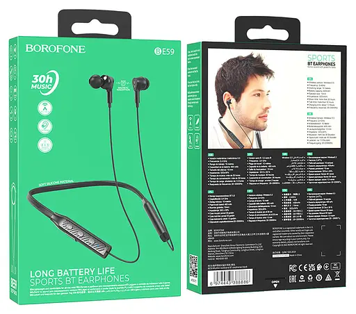 Наушники BOROFONE BE59 Rhythm neckband BT earphones Black - фото 4