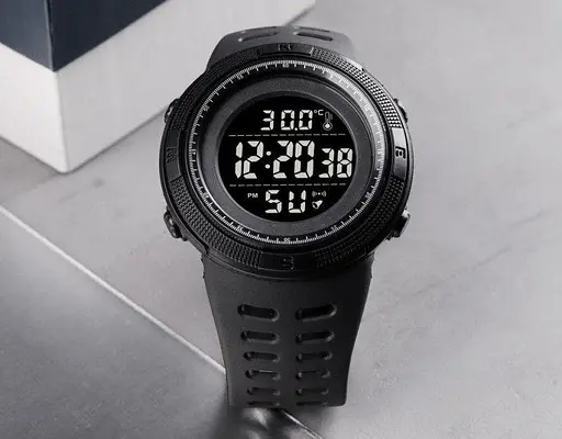 Чоловічий спортивний годинник Skmei 1681 з термометром Чорний - фото 8