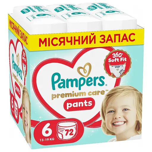 Подгузники-трусики Pampers Premium Care Pants Размер 6 (13-19 кг) 72 шт. - фото 1