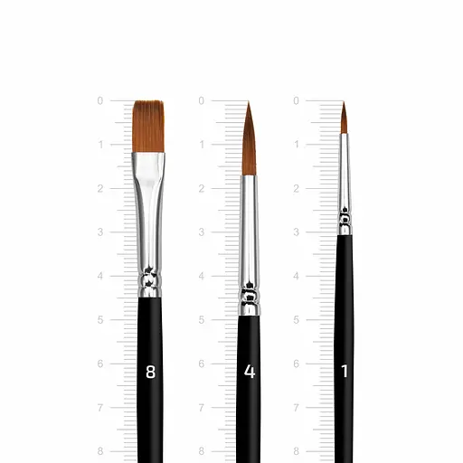 Набір пензлів №1 синтетика 3 шт кругла (№1,3) плоска (№ 8) коротка ручка Arteo - фото 5