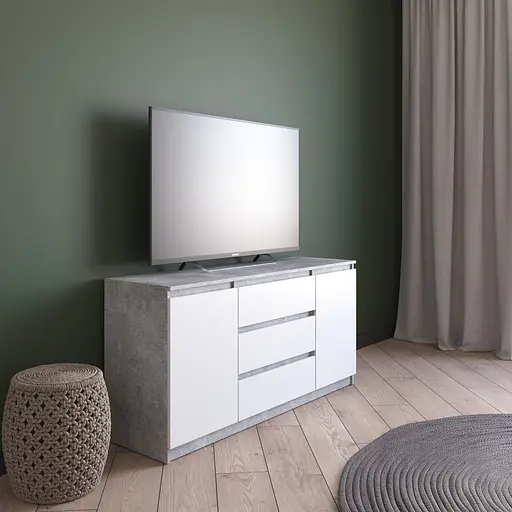 Комод під телевізор Vays R-15, 3 шухляди та 2 відділення з полицями, без ручок, ЛДСП, 140×40×75 см - для спальні, вітальні - фото 5