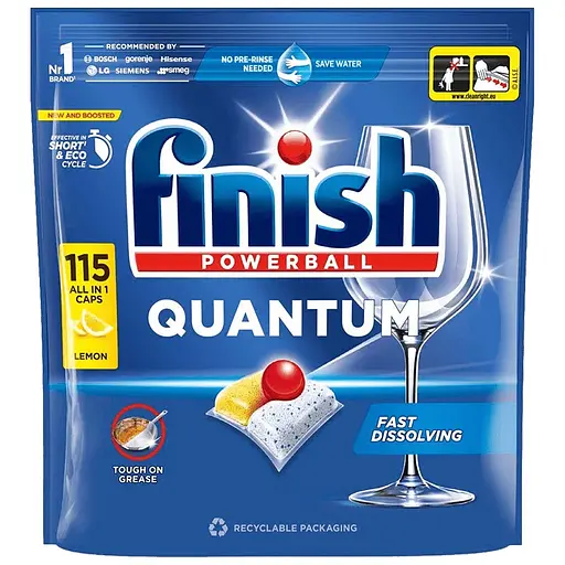 Засіб для миття посуду Finish Quantum All in 1 Лимон 115 таблеток