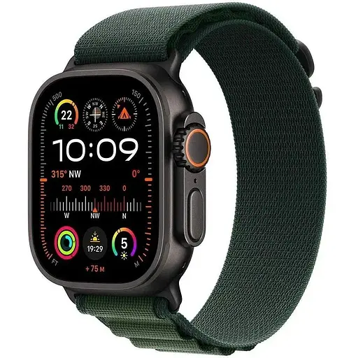 Смарт-часы Apple Watch Ultra 2 GPS+Cellular 49mm Black Titan. Case w. Dark Green Alpine Loop - Large (MX4T3) - фото 1