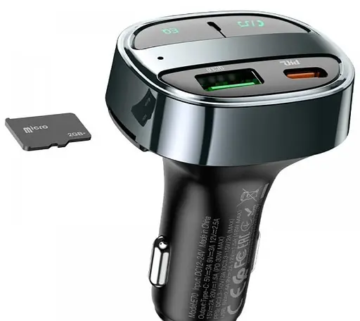FM-трансмиттер Hoco E70 PD30W + QC3.0 car BT FM transmitter Черный - фото 2