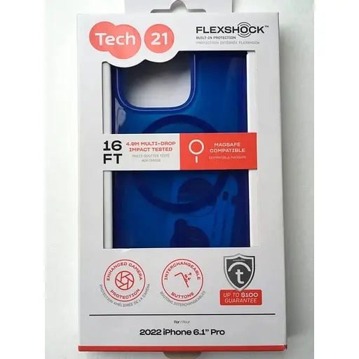 Оригинальный противоударный силиконовый чехол Tech21 Evo Check MagSafe для iPhone 14 Pro (6.1") Blue T21-9838 - фото 9