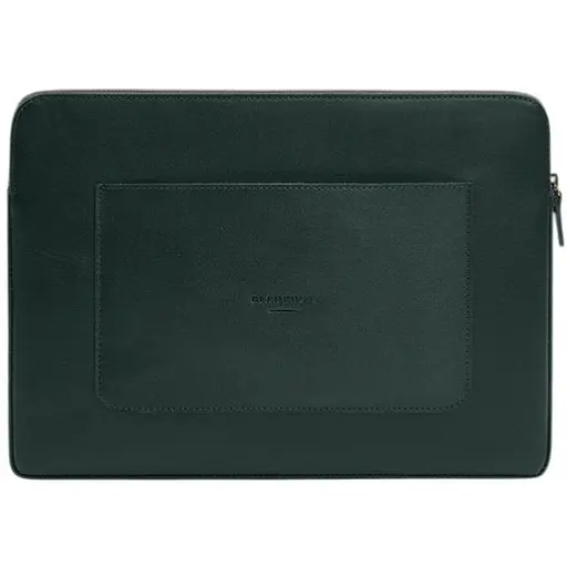 Кожаный чехол BlankNote для ноутбука на молнии с хлястиком и карманом Зеленый - фото 1