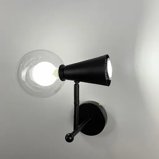 Чорне бра ABELINA на два джерела світла із подвійним плафоном Line F YG 8006-2W BK - фото 6