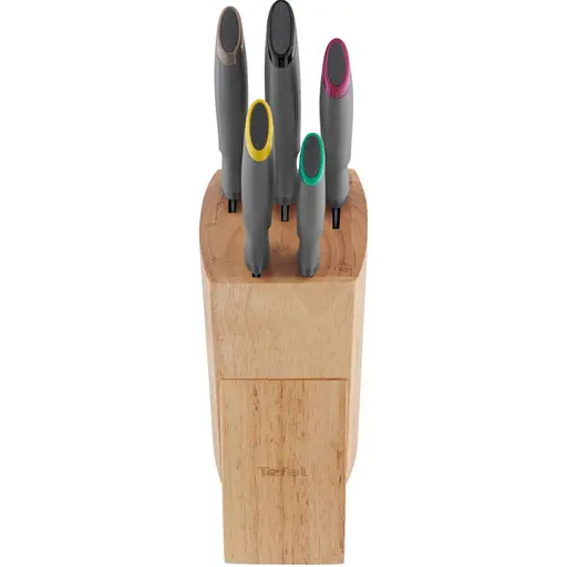 Tefal Набір ножів Fresh Kitchen, дерев'яна колода, 5шт, нержавіюча сталь, пластик, дерево, чорний - фото 2