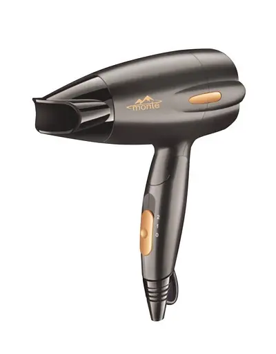 Фен Monte 1200-1400Ват/2-швидкості /концентратор/складна ручка/Чорно-бронзовий