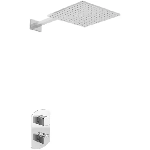 Душова система Kohlman Foxal 25 chrome з термостатом + BOX прихованого монтажу KPL-QW431FQ25, Хром - фото 1