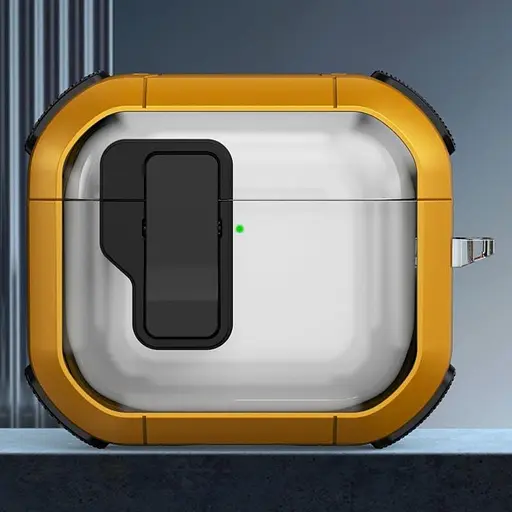 Футляр противоударный Locking Button для наушников Airpods Pro 2 / Pro Yellow - фото 2