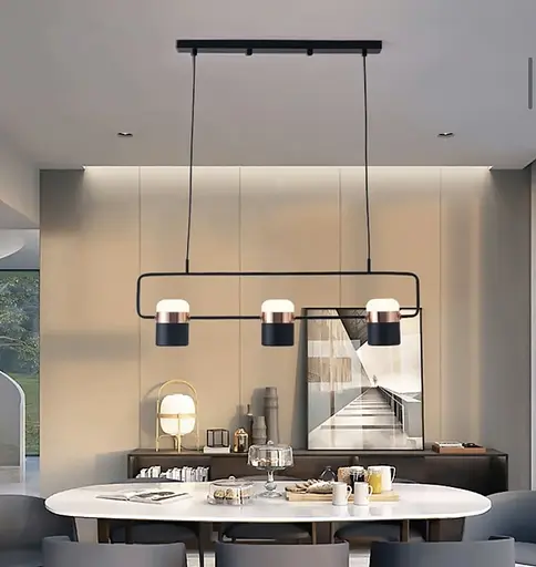 Підвісний світильник SEED на 3 плафони розміром 65х12 см | Арт. H 9805/3 BK | Line F - фото 1