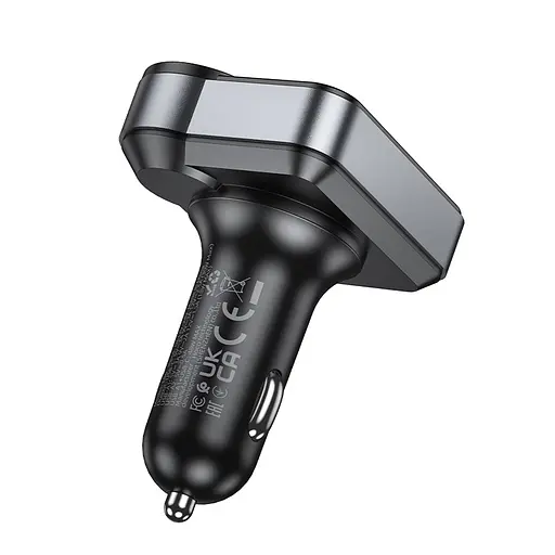 АЗП з FM-модулятором HOCO E86 Alegria 48W dual port PD30W+QC3.0 car BT FM transmitter Black - фото 4