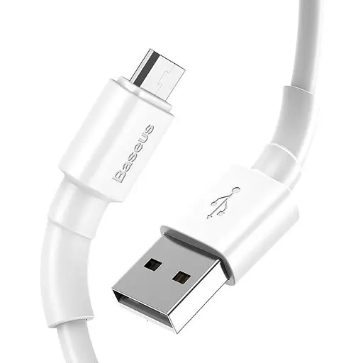 Кабель Baseus Mini White USB Cable For Micro 2.4 A 1 м White - фото 1