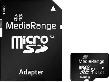 Карта памяти MediaRange 128GB microSDXC memory card, UHS-1 Class 10, with SD adapter (MR945) - фото 1