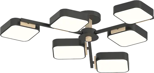 Люстра XI3361-6 чёрный + дерево