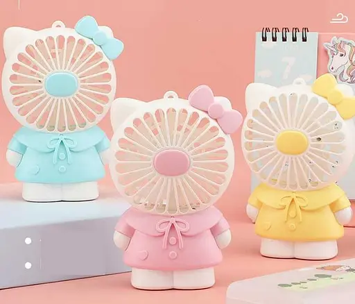 Вентилятор Котик, 3 кольори, 2 режими, підсвічування, від акумулятора 5 V (В асортименті) - фото 2