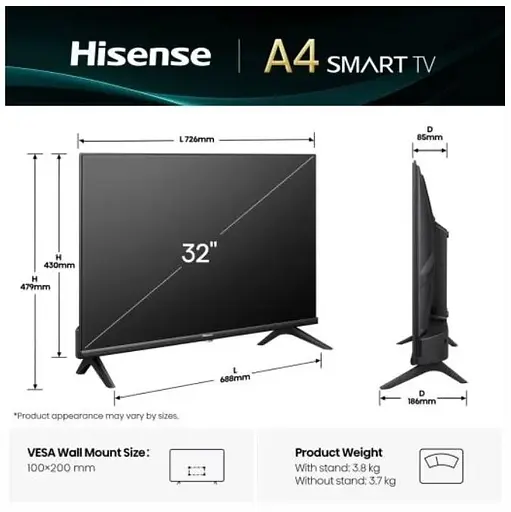 Телевізор Hisense 32A4Q - фото 3