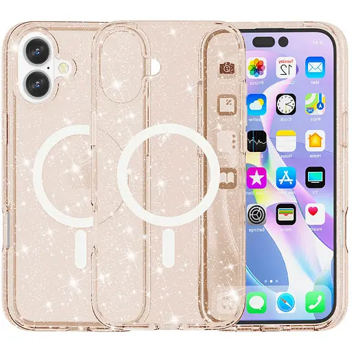 Чехол Epik TPU Galaxy Sparkle MagFit для Apple iPhone 16, 6.1 Gold+Glitter