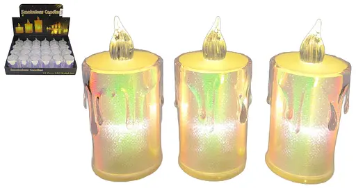Свічка декоративна світлодіодна голографічна, LED, 8 см, пластик