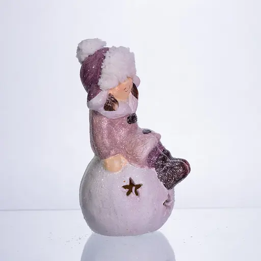 Новорічна фігурка з підсвіткою Дівчинка на сніговій кулі з фарфору 7×7×16 см Yiwu CR-5-7 - фото 4