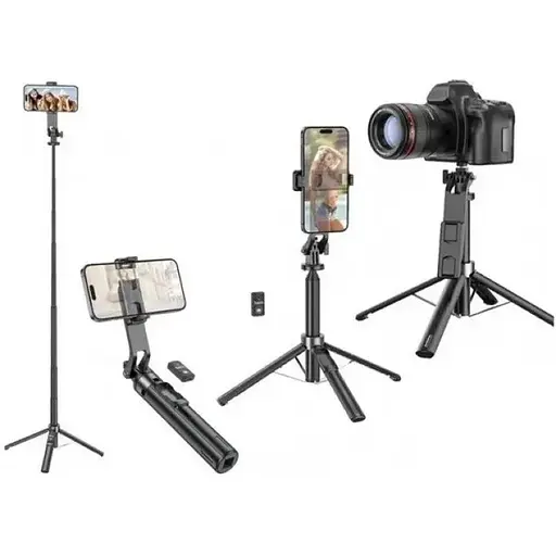 Штатив - тренога - держатель Hoco K21 2-в-1 (1,37 метра) черный - фото 1