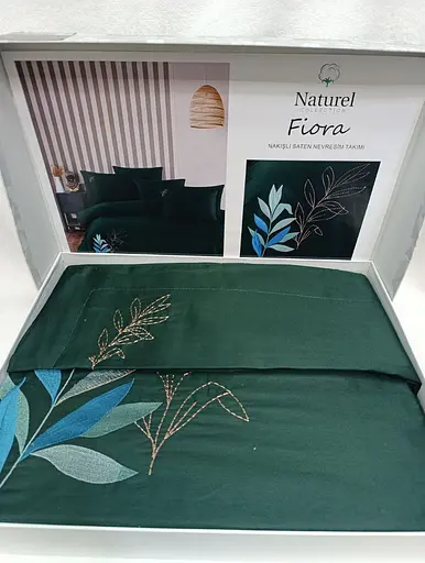 Постельное белье Naturel Fiora Green Сатин с вышивкой Limasso pbe0051866 - фото 1