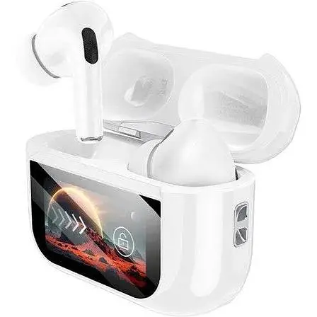 Беспроводные TWS наушники Hoco DES42, BT5.3, ANC, 30mAh, 300mAh, 3.5h, с LED дисплеем, вакуумные white