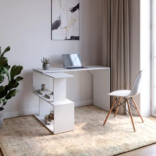 Стіл комп'ютерний поворотний з полицями М-ЗОН Джеко 1200 Німфея Альба (MZN-031031)