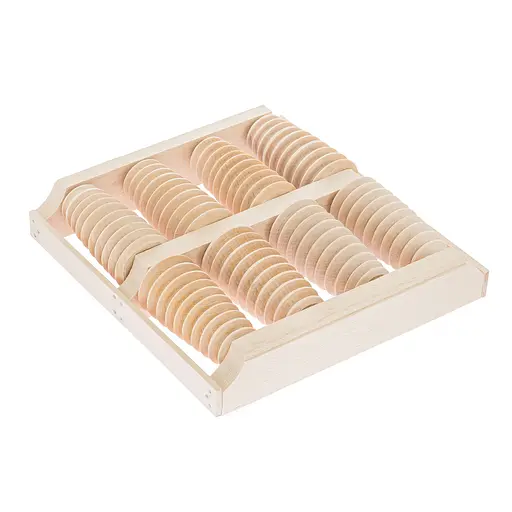 Масажер для стоп дерев'яний для профілактики плоскостопості та рефлекторного масажу на 8 роликів на дві ноги., Woodly 87031 - фото 1