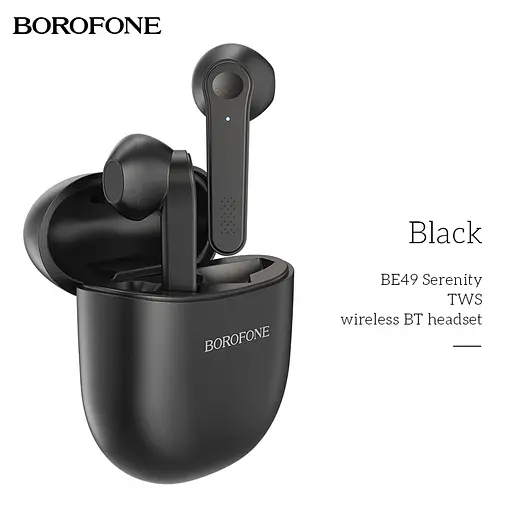 Блютуз Стерео Гарнитура Borofone BE49 Serenity TWS Чёрный - фото 7